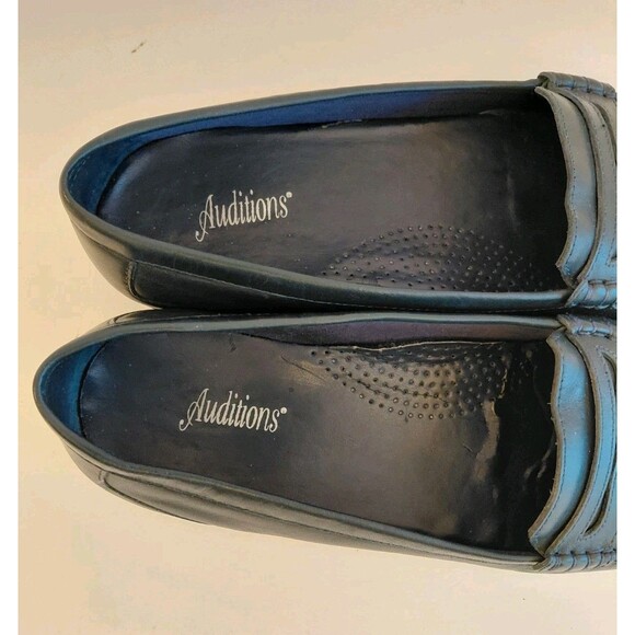 Auditions Navy Blue Genuine Leather Penny Loafers Size 9.5 W - Picture 3 of 7